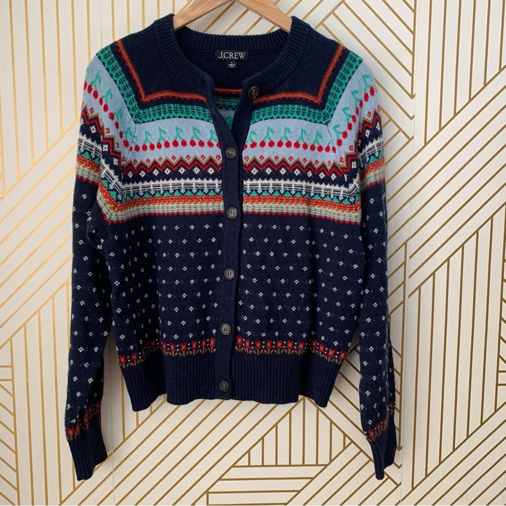 J. Crew Multicolor Patterned Cardigan